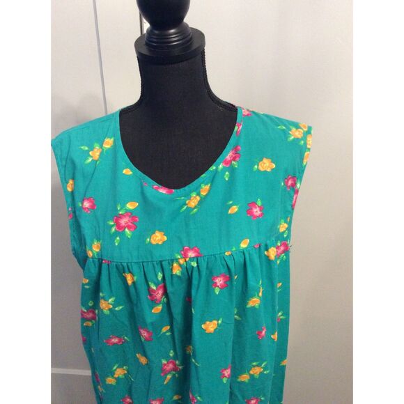 Vintage Anthony Richards Green Housecoat Mumu Size 1X Plus Floral - Picture 3 of 5